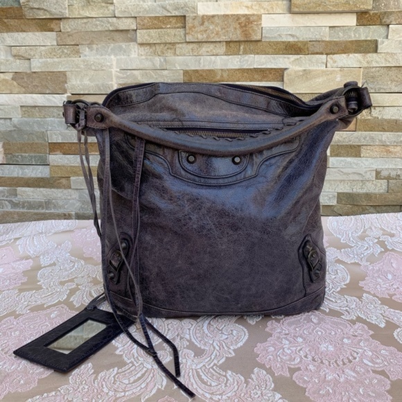 Balenciaga Handbags - 💯Balenciaga Paris hand bag gray leather blue